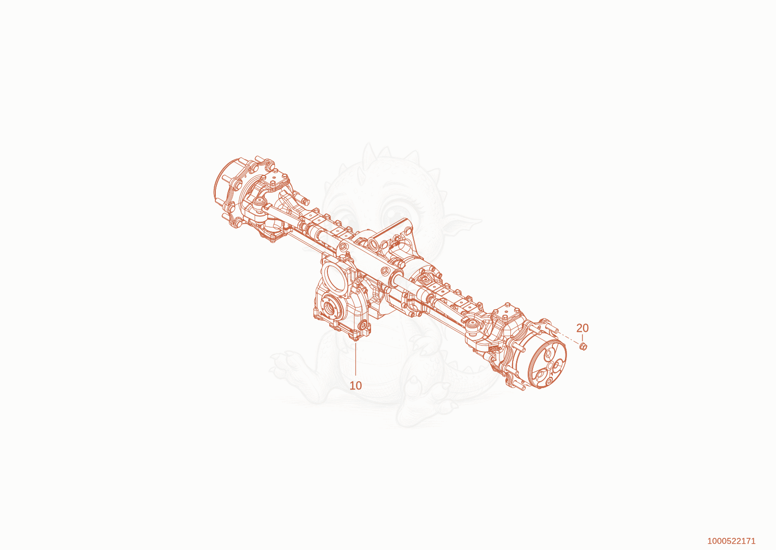 Exploded parts diagram of the rear axle of a Wacker Neuson TH625(T06-01), with numbered balloons