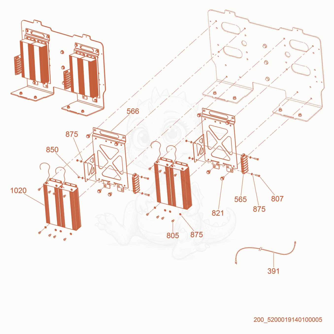 Exploded parts diagram of the Driver cpl. of a Wacker Neuson LTC6L, with numbered balloons