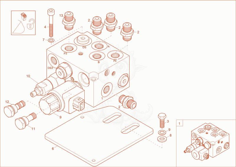 Exploded parts diagram of the Easy Lock valve (Option) of a Wacker Neuson EZ26, with numbered balloons