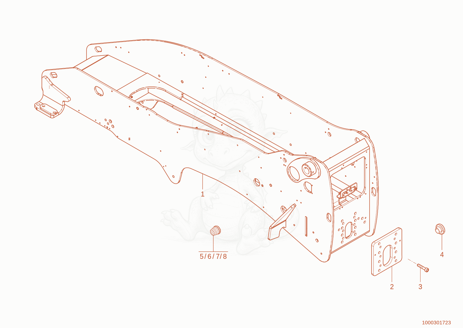 Exploded parts diagram of the Frame of a Wacker Neuson TH730(415-04), with numbered balloons