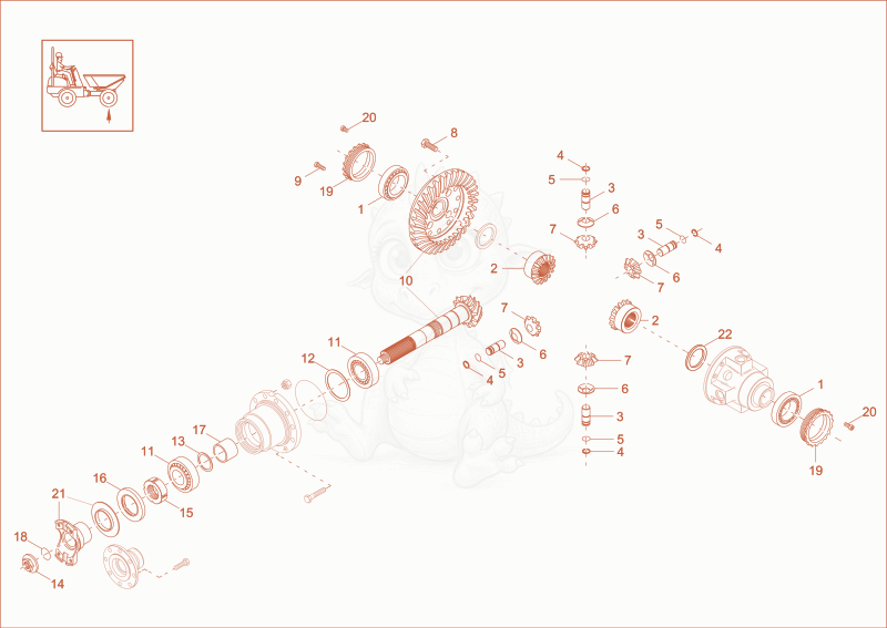 Exploded parts diagram of the differential axle of a Wacker Neuson DV60, with numbered balloons