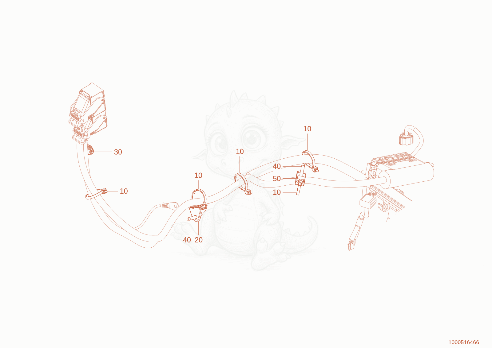 Exploded parts diagram of the mounting cable of a Wacker Neuson WL950(A05-01), with numbered balloons