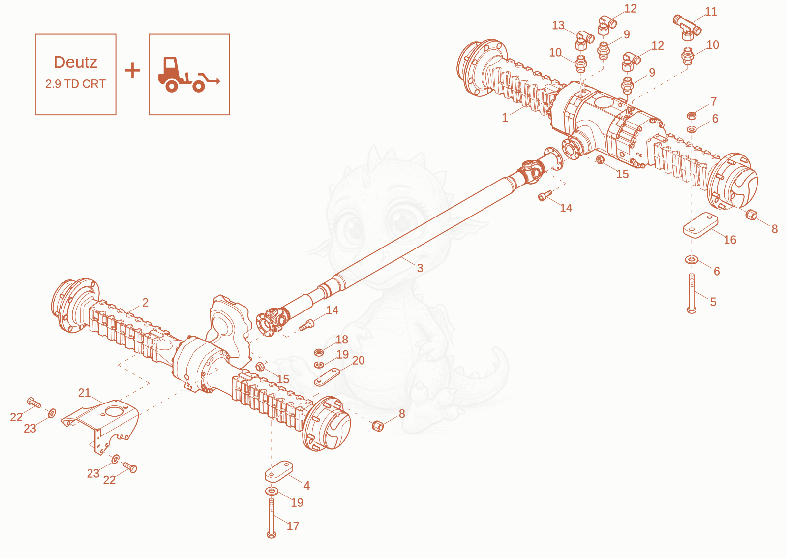Exploded parts diagram of the AXLE option of a Wacker Neuson DV60-2, with numbered balloons