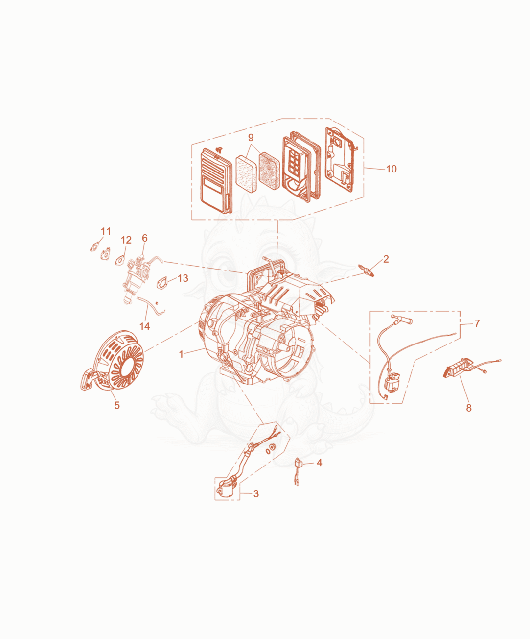 Exploded parts diagram of the Engine of a Wacker Neuson MG7-CN, with numbered balloons