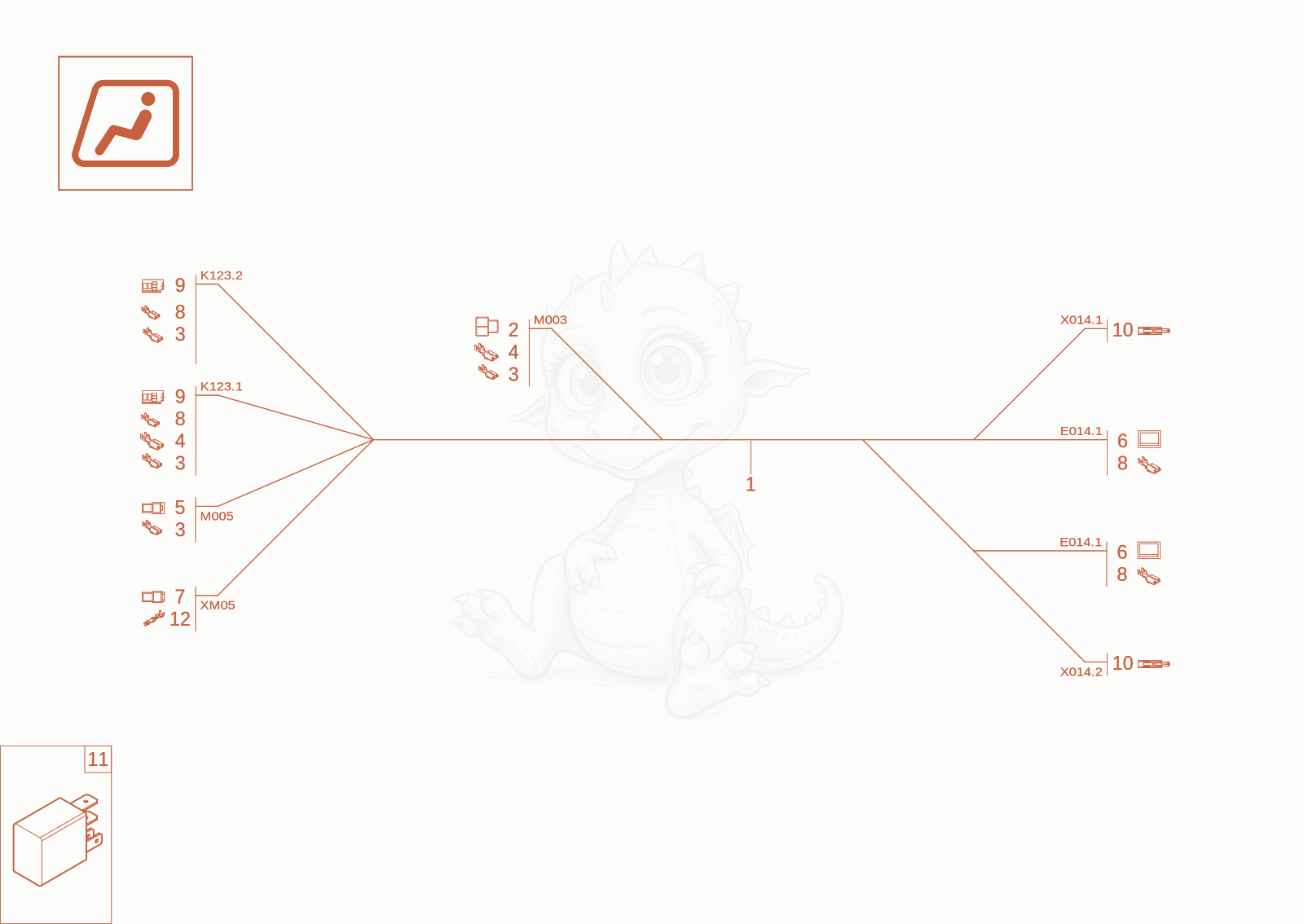 Exploded parts diagram of the wire harness rear window wiper of a Wacker Neuson EZ50, with numbered balloons