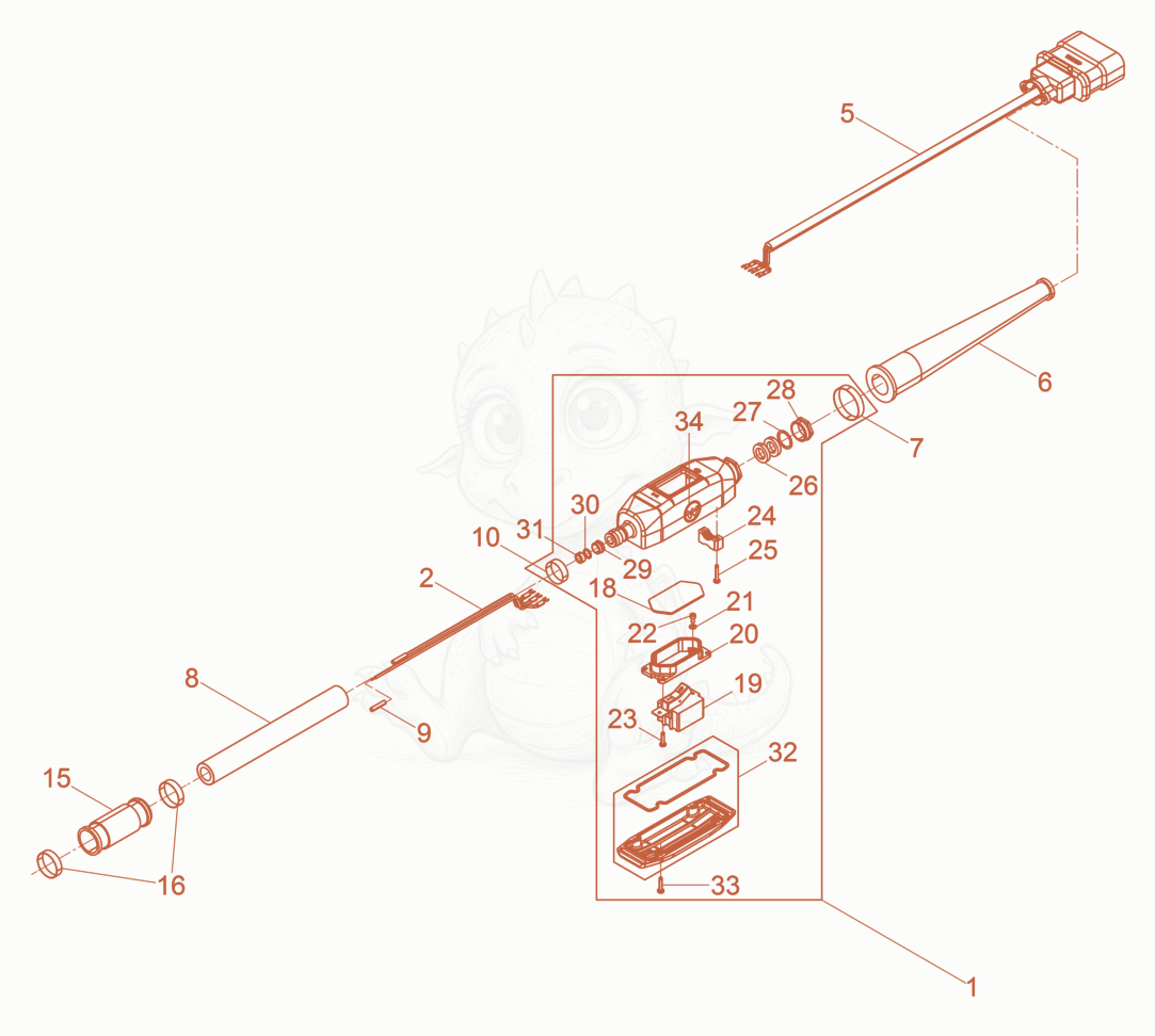 Exploded parts diagram of the Hose connection cpl. of a Wacker Neuson IREN40/048/240, with numbered balloons