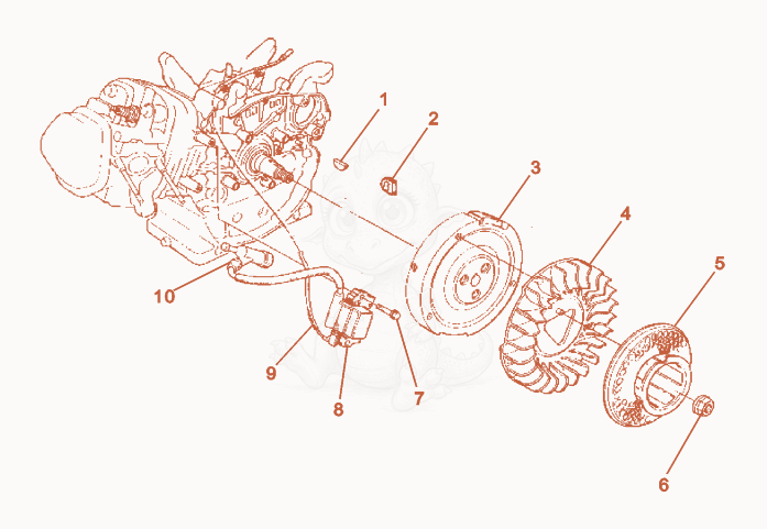 Exploded parts diagram of the Flywheel of a Wacker Neuson RSS800A, with numbered balloons