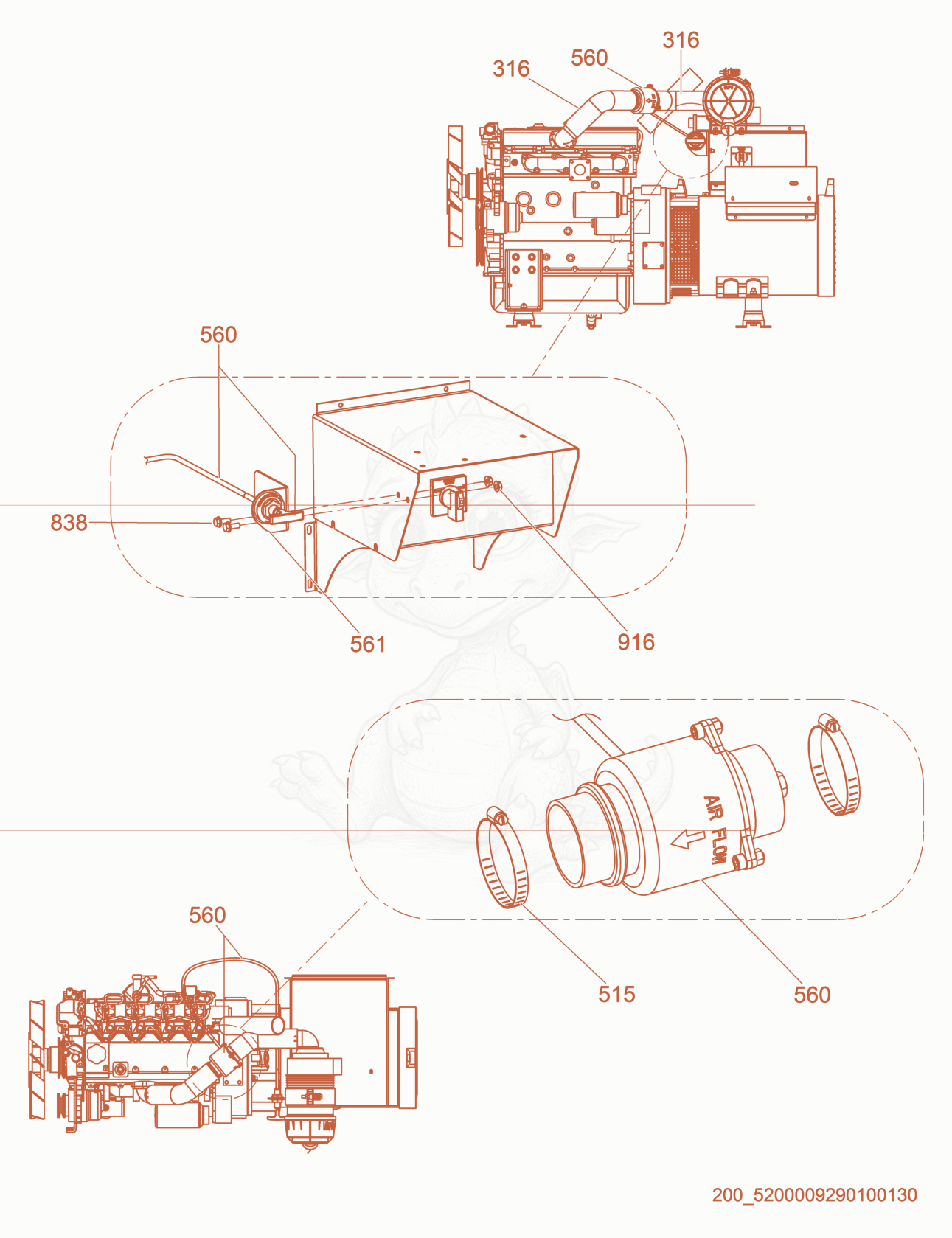 Exploded parts diagram of the Option-Positive Air Shutoff of a Wacker Neuson G25, with numbered balloons