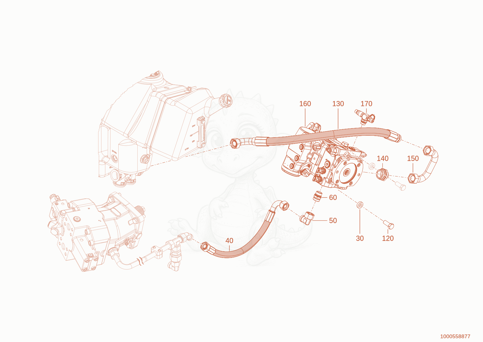 Exploded parts diagram of the screw joint displacement pump of a Wacker Neuson WL950P(A05-05), with numbered balloons
