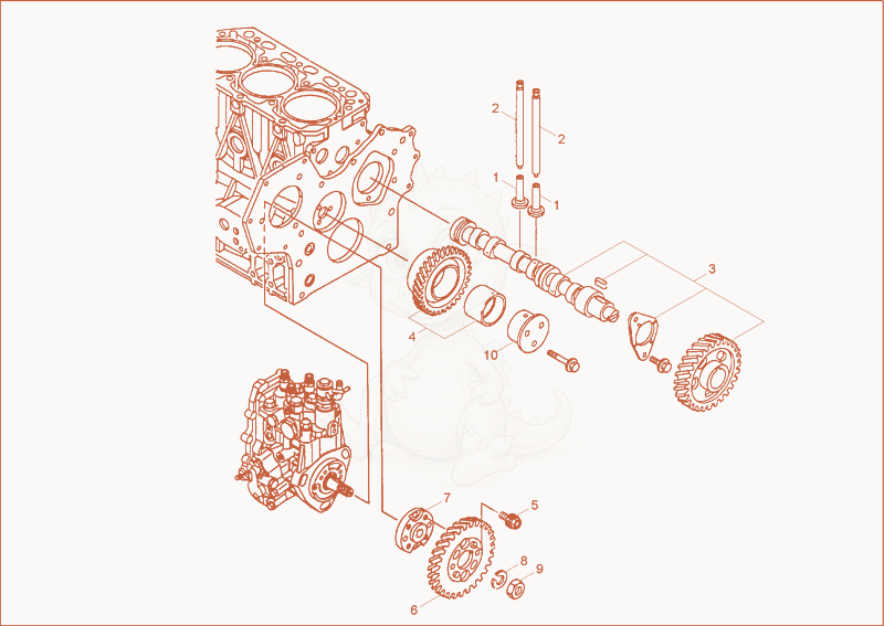 Exploded parts diagram of the CAMSHAFT of a Wacker Neuson 3001, with numbered balloons