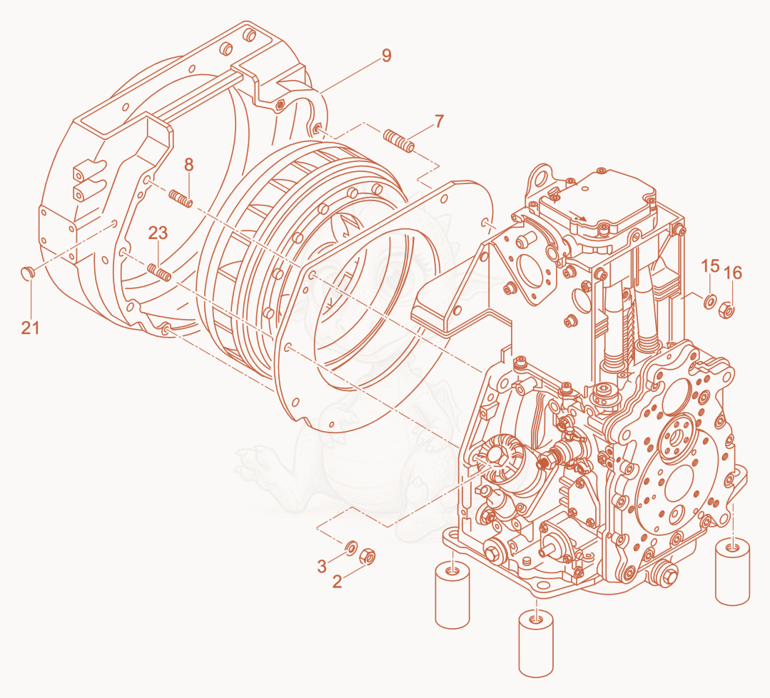 Exploded parts diagram of the Coupling housing of a Wacker Neuson DPU5545HEAP, with numbered balloons