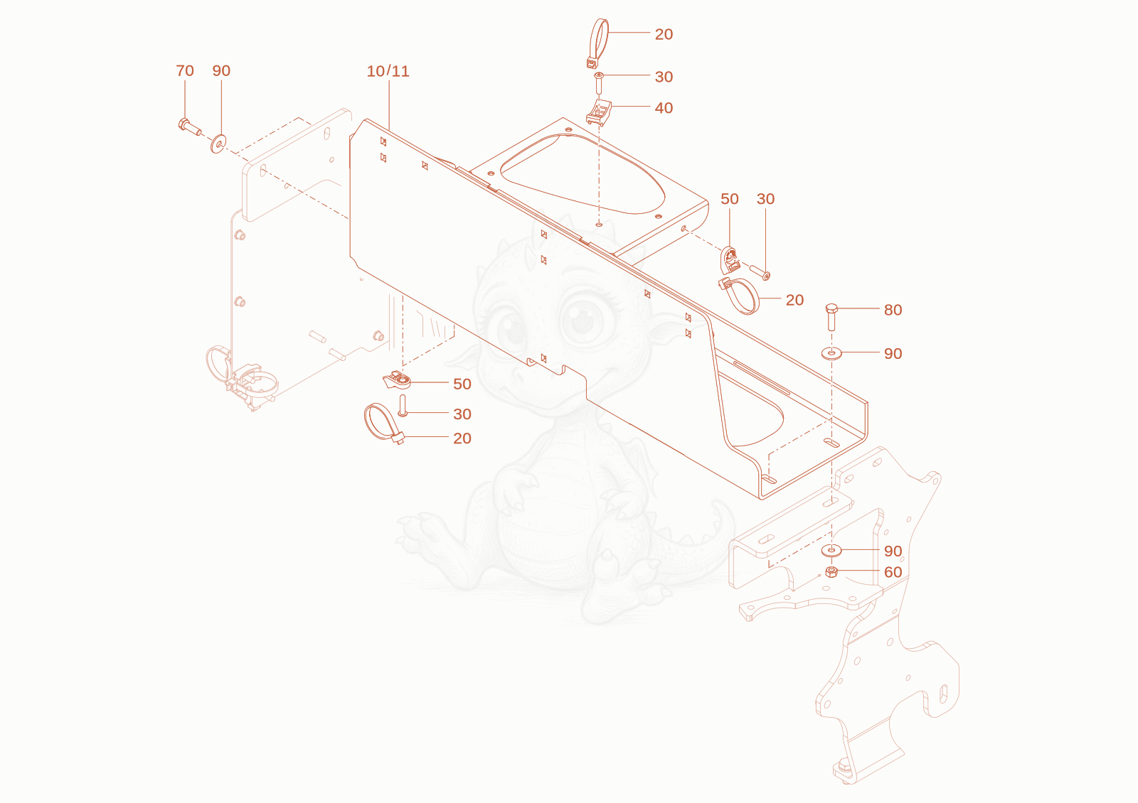 Exploded parts diagram of the fastenframe of a Wacker Neuson WL28(A01-01), with numbered balloons
