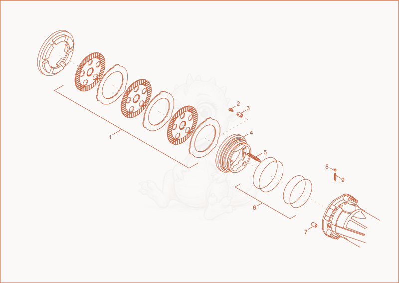 Exploded parts diagram of the BRAKE (FRONT AXLE) of a Wacker Neuson 6001, with numbered balloons