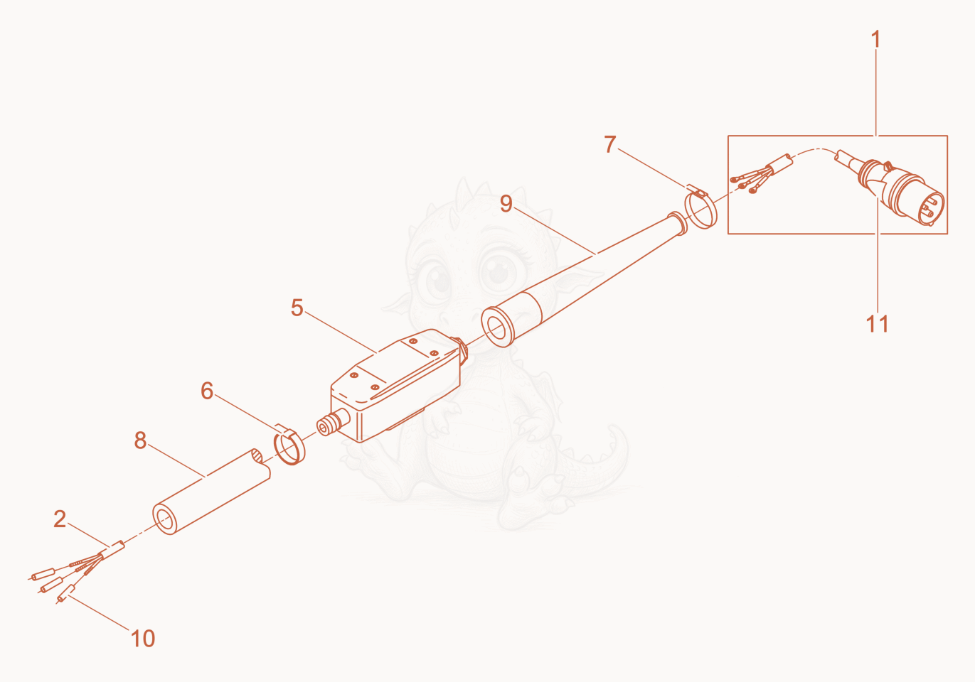 Exploded parts diagram of the Hose Connection cpl. of a Wacker Neuson IREN57K10M, with numbered balloons