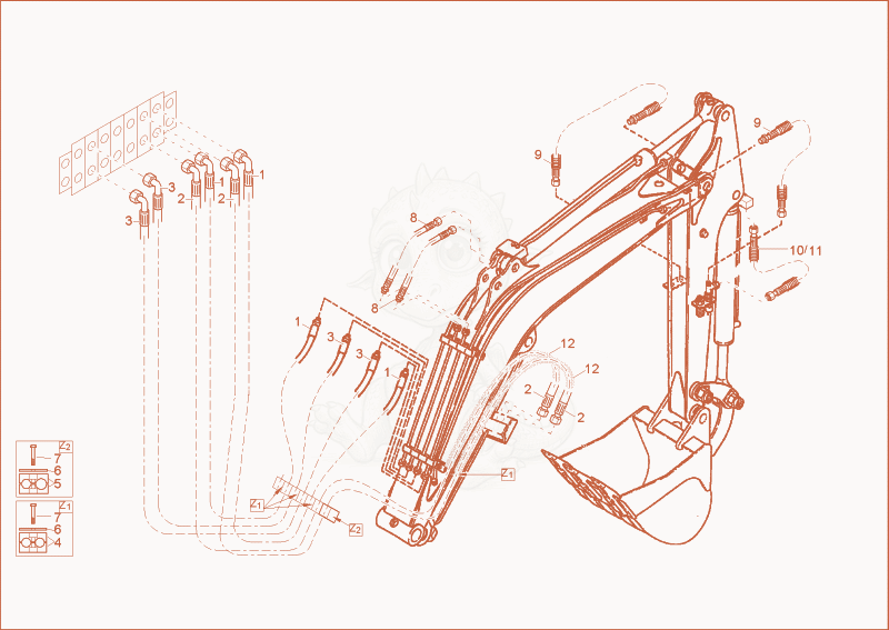 Exploded parts diagram of the ARMSYSTEM INSTALLATION of a Wacker Neuson 3802WD, with numbered balloons