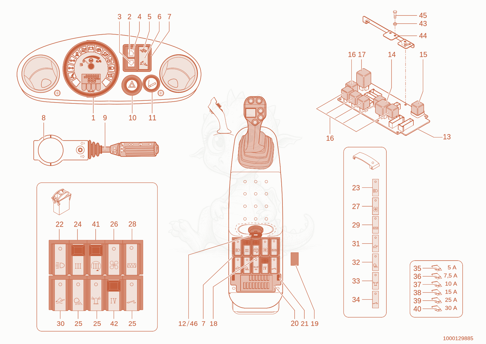 Exploded parts diagram of the cabin electric of a Wacker Neuson 280, with numbered balloons