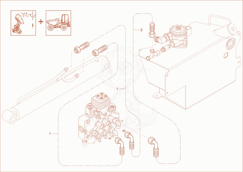 Exploded parts diagram of the TILT CYLINDER OPERATION (Option) of a Wacker Neuson DW30, with numbered balloons