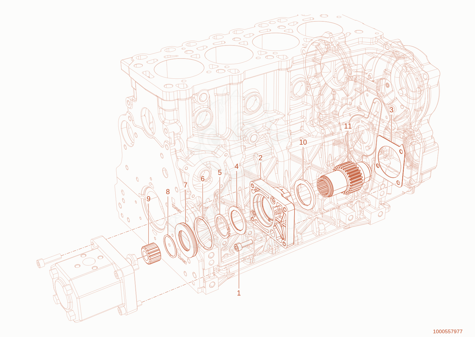 Exploded parts diagram of the HYDRAULIC PUMP DRIVE of a Wacker Neuson WL950P(A05-05), with numbered balloons