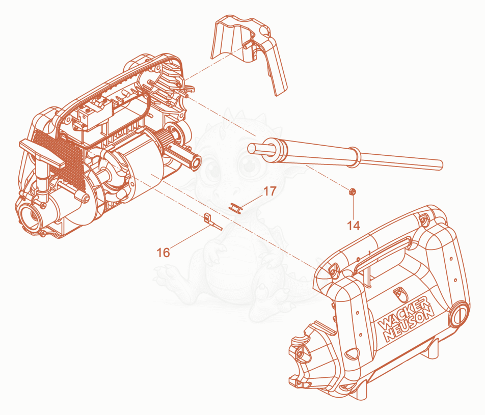 Exploded parts diagram of the Drive Engine cpl. of a Wacker Neuson M3000/230, with numbered balloons