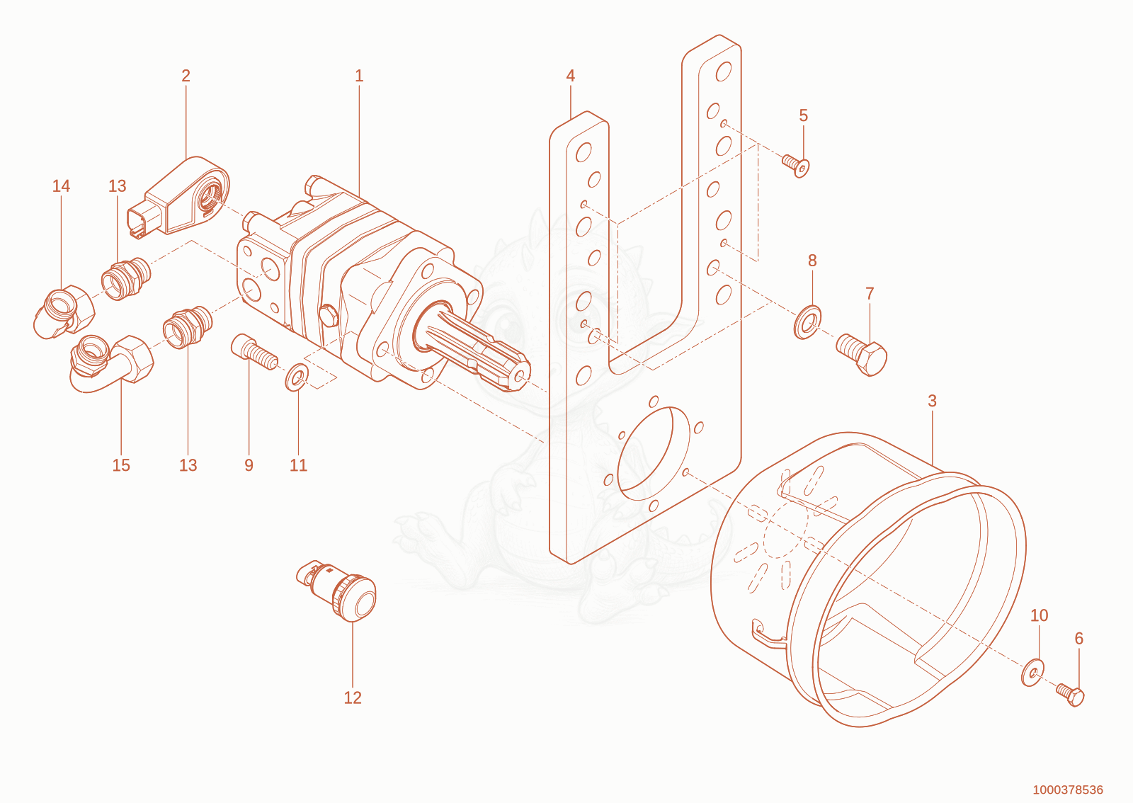Exploded parts diagram of the pto shaft of a Wacker Neuson TH627(418-22), with numbered balloons
