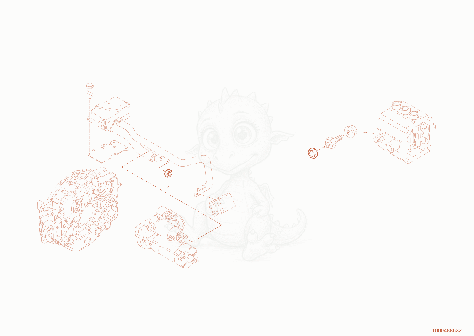 Exploded parts diagram of the Fixing electrics of a Wacker Neuson TH955(416-36), with numbered balloons