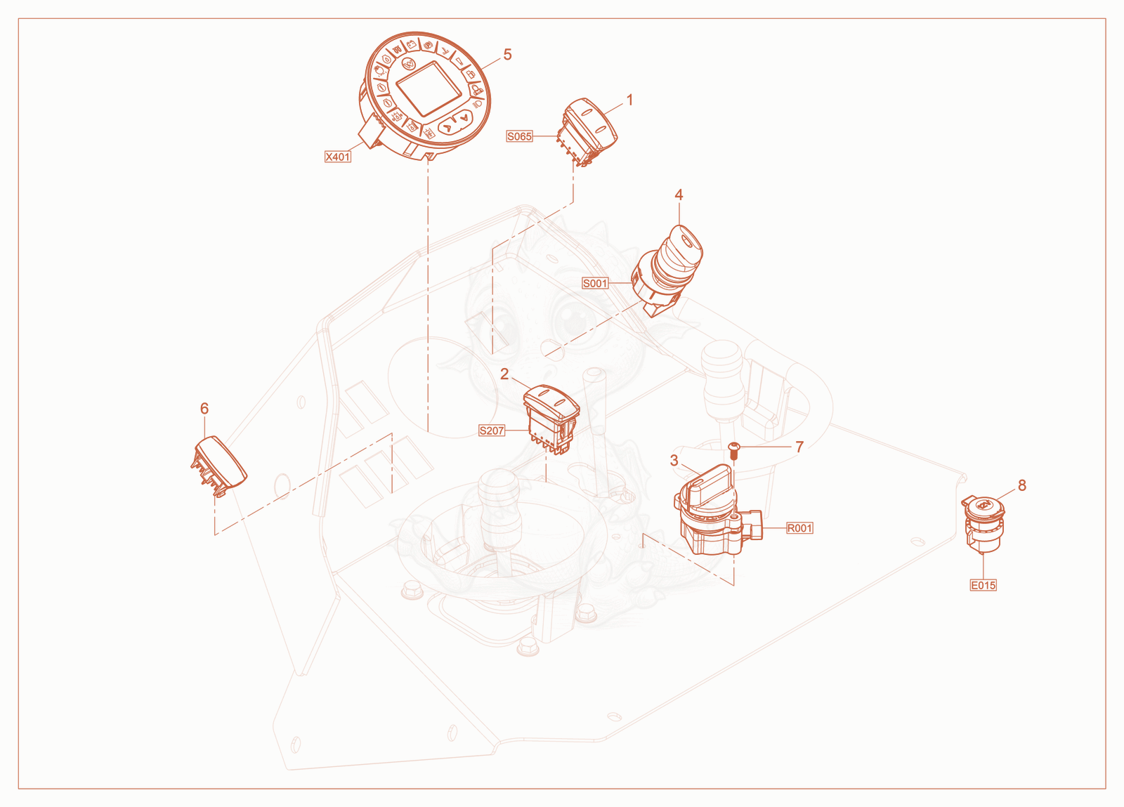 Exploded parts diagram of the Operator Console of a Wacker Neuson SM120, with numbered balloons