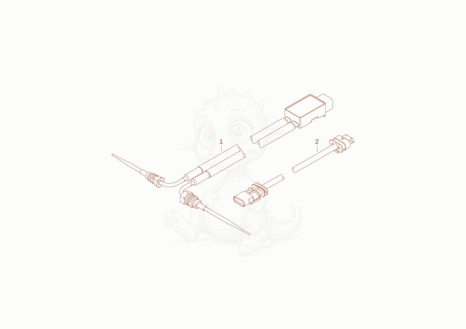 Exploded parts diagram of the temperature sensor of a Wacker Neuson TH625(T06-01), with numbered balloons