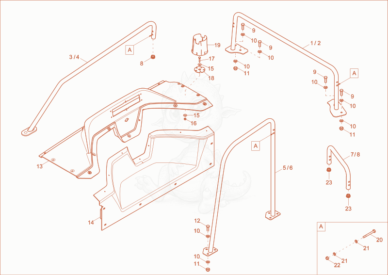 Exploded parts diagram of the COVERING of a Wacker Neuson DV90, with numbered balloons