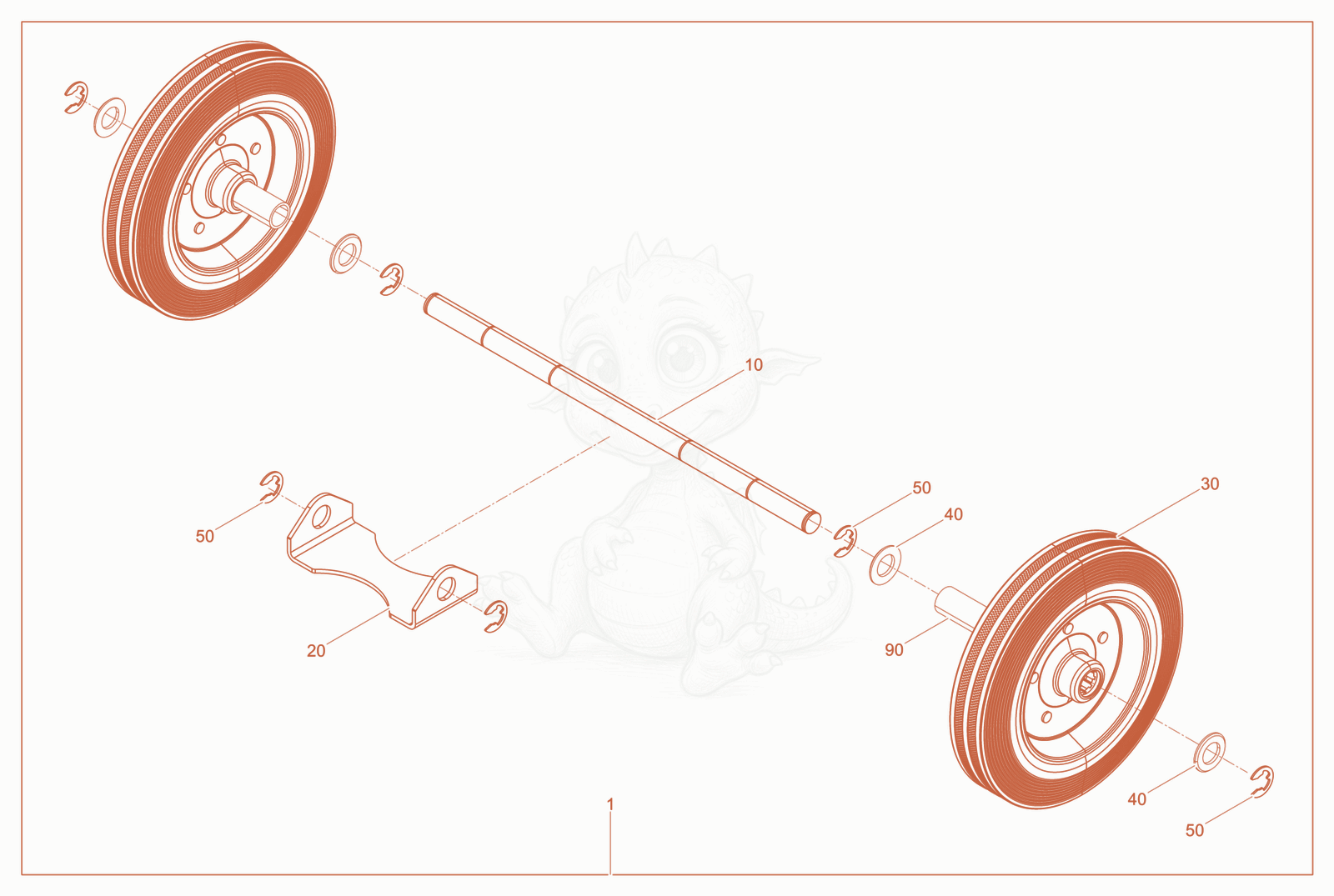 Exploded parts diagram of the Wheel Kit of a Wacker Neuson BS65-4AS11IN, with numbered balloons