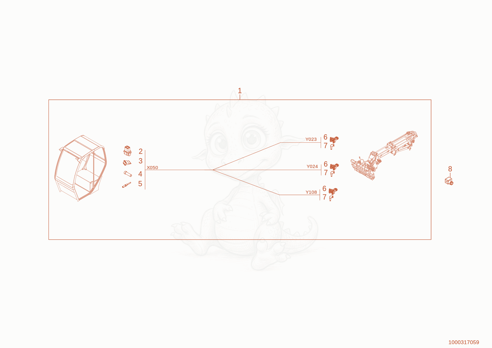 Exploded parts diagram of the main harness of a Wacker Neuson WL44, with numbered balloons