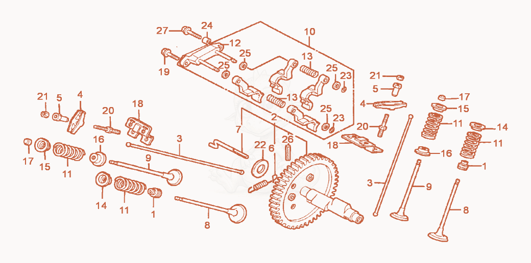 Exploded parts diagram of the Camshaft of a Wacker Neuson CRT36-24A, with numbered balloons