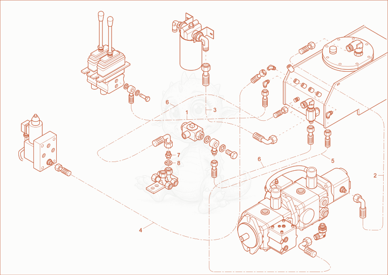 Exploded parts diagram of the TANK LINE INSTALLATION of a Wacker Neuson DT15, with numbered balloons