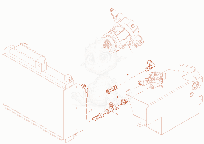 Exploded parts diagram of the COOLER INSTALLATION of a Wacker Neuson DW40, with numbered balloons