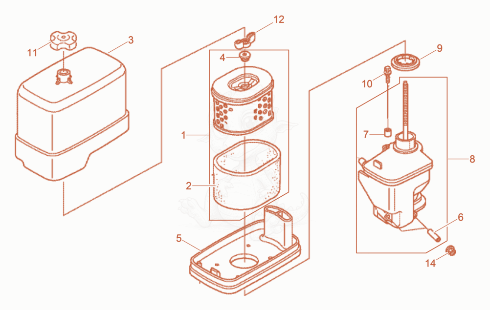 Exploded parts diagram of the Air Cleaner of a Wacker Neuson BPU5545A, with numbered balloons
