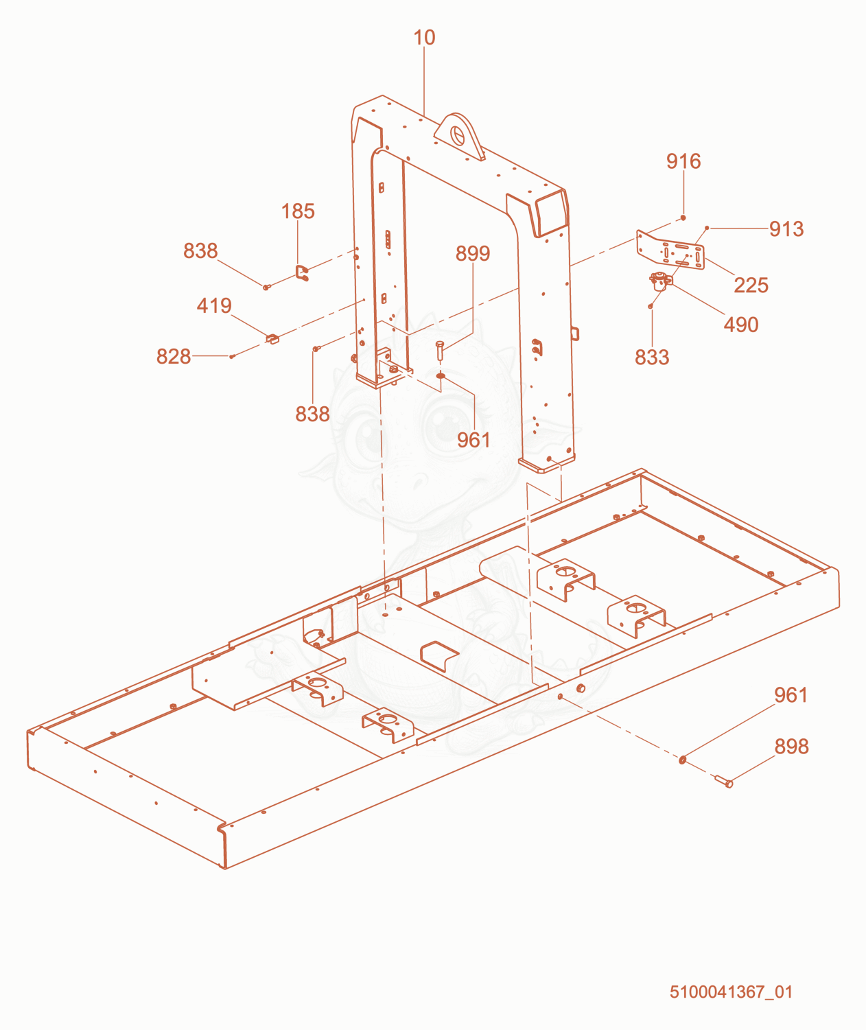 Despiece del Lifting bracket de una máquina Wacker Neuson G150, con globos numerados