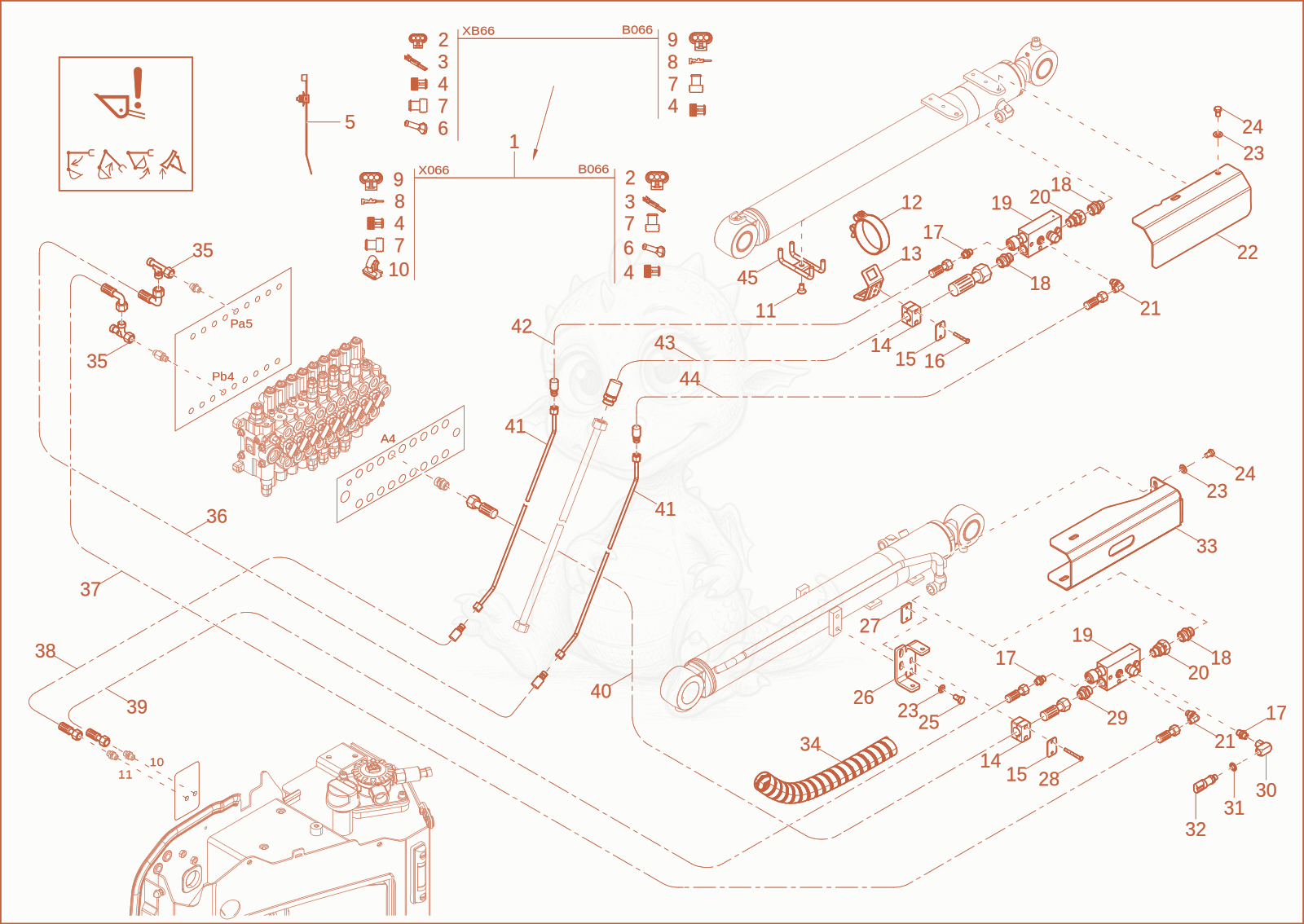 Exploded parts diagram of the OVERLAOD SYSTEM (OPTION) of a Wacker Neuson EZ50, with numbered balloons