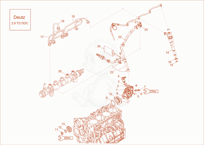 Exploded parts diagram of the INJECTION PUMP of a Wacker Neuson DV90, with numbered balloons