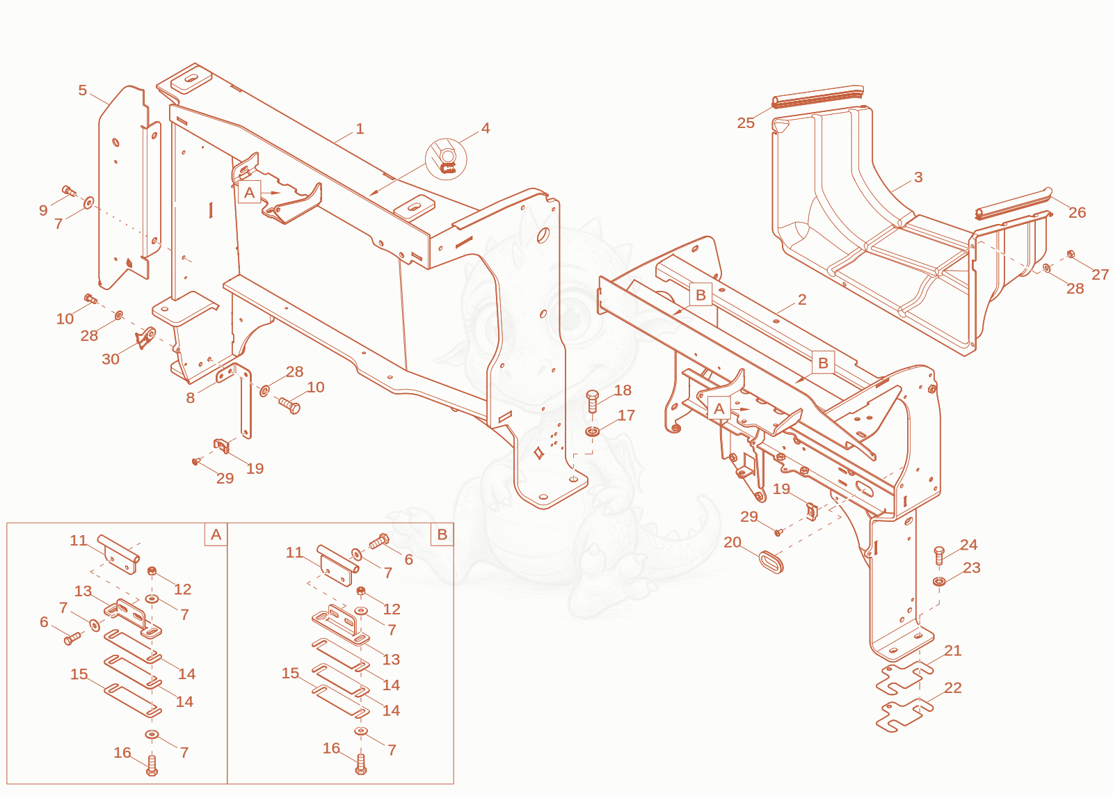 Exploded parts diagram of the REAR WALL of a Wacker Neuson EW100-2, with numbered balloons
