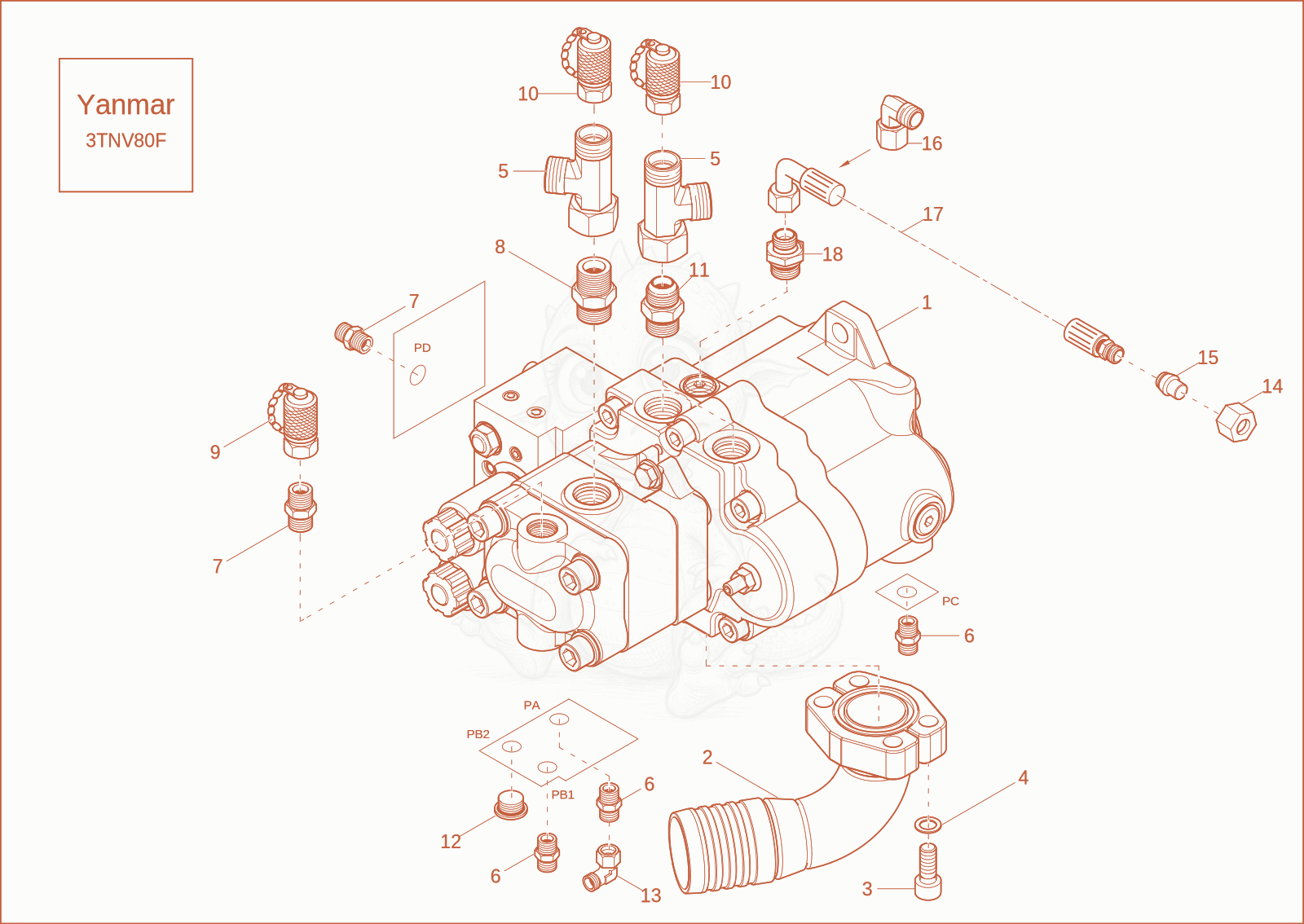 Exploded parts diagram of the hydraulic pump of a Wacker Neuson ET35, with numbered balloons