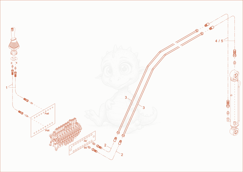 Exploded parts diagram of the BUCKET OPERATION of a Wacker Neuson ET42, with numbered balloons