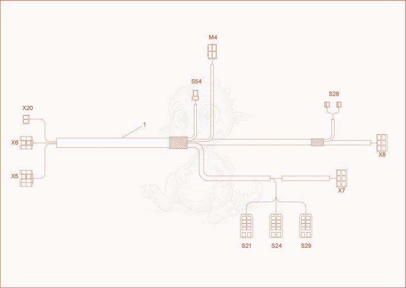 Exploded parts diagram of the wiring harness cabin of a Wacker Neuson 6503-2, with numbered balloons