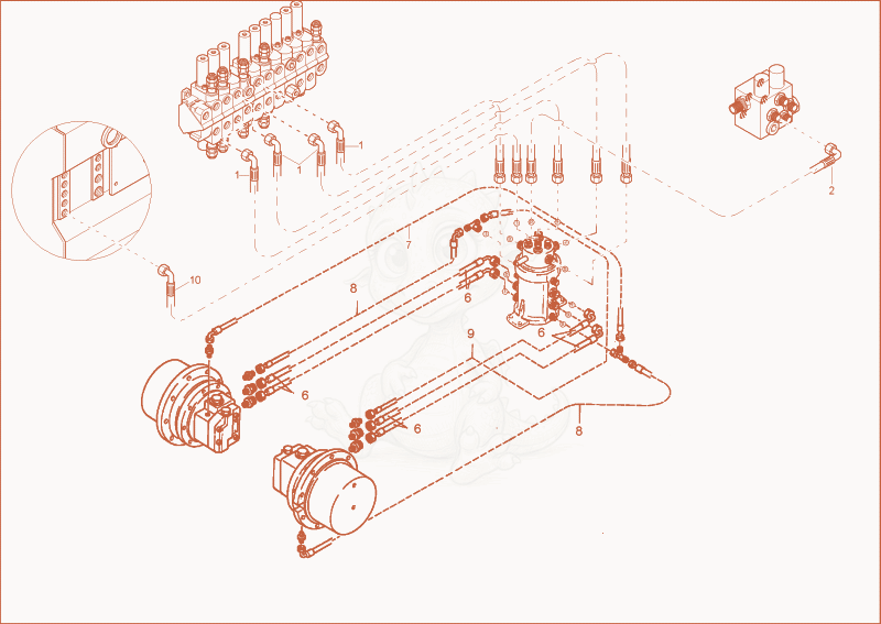 Exploded parts diagram of the TRAVELLING GEAR INSTALLATION of a Wacker Neuson 2702RDFORCE, with numbered balloons