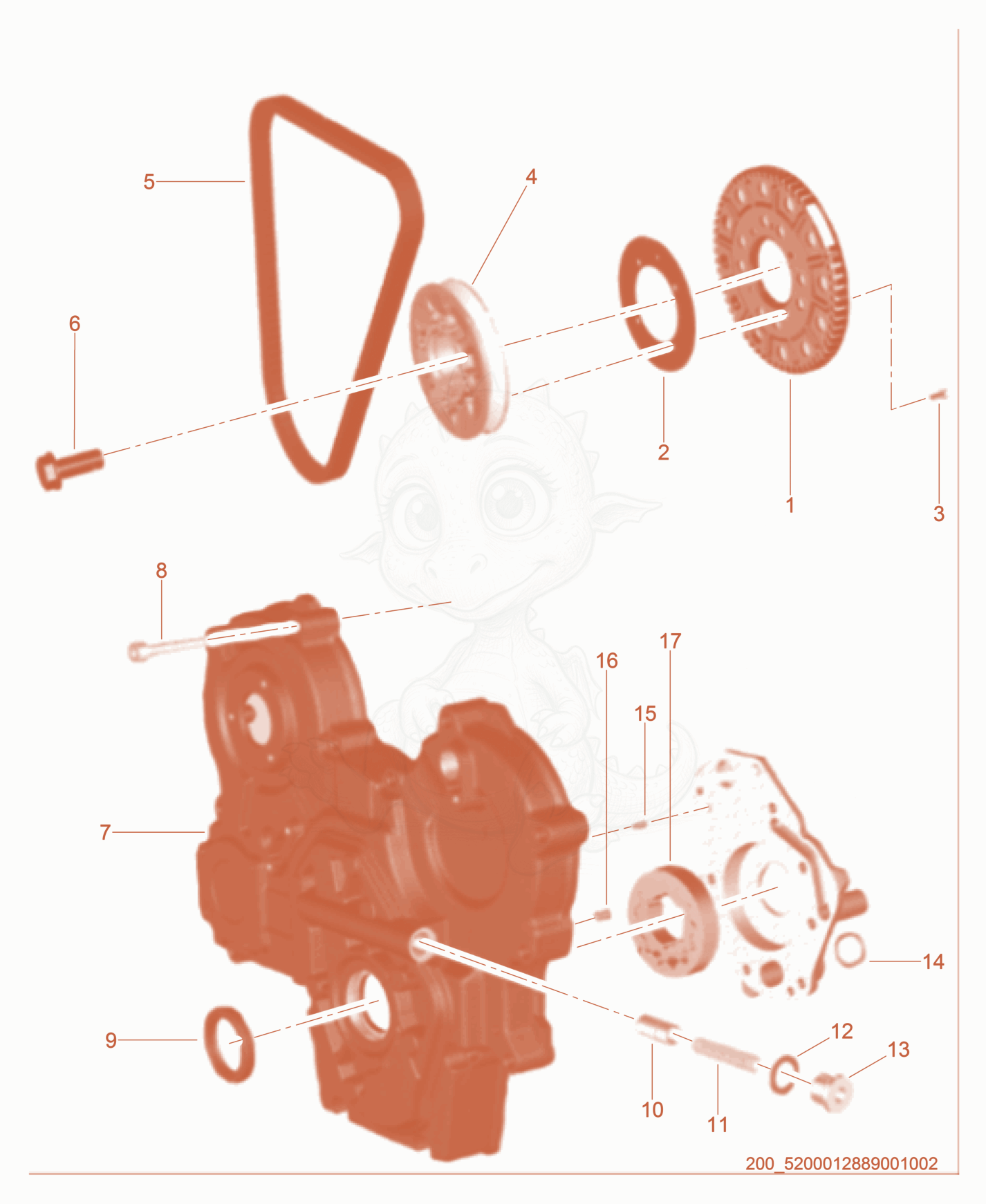Exploded parts diagram of the Belt cpl. of a Wacker Neuson CRT60-74L, with numbered balloons