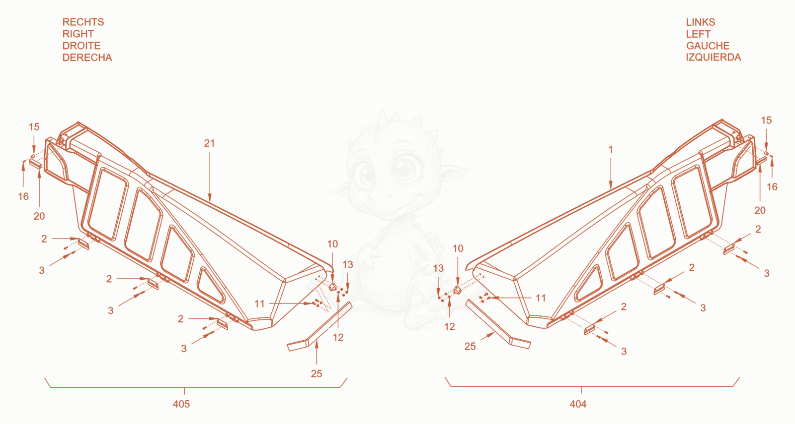 Exploded parts diagram of the canopies and covers of a Wacker Neuson RC110CAB, with numbered balloons