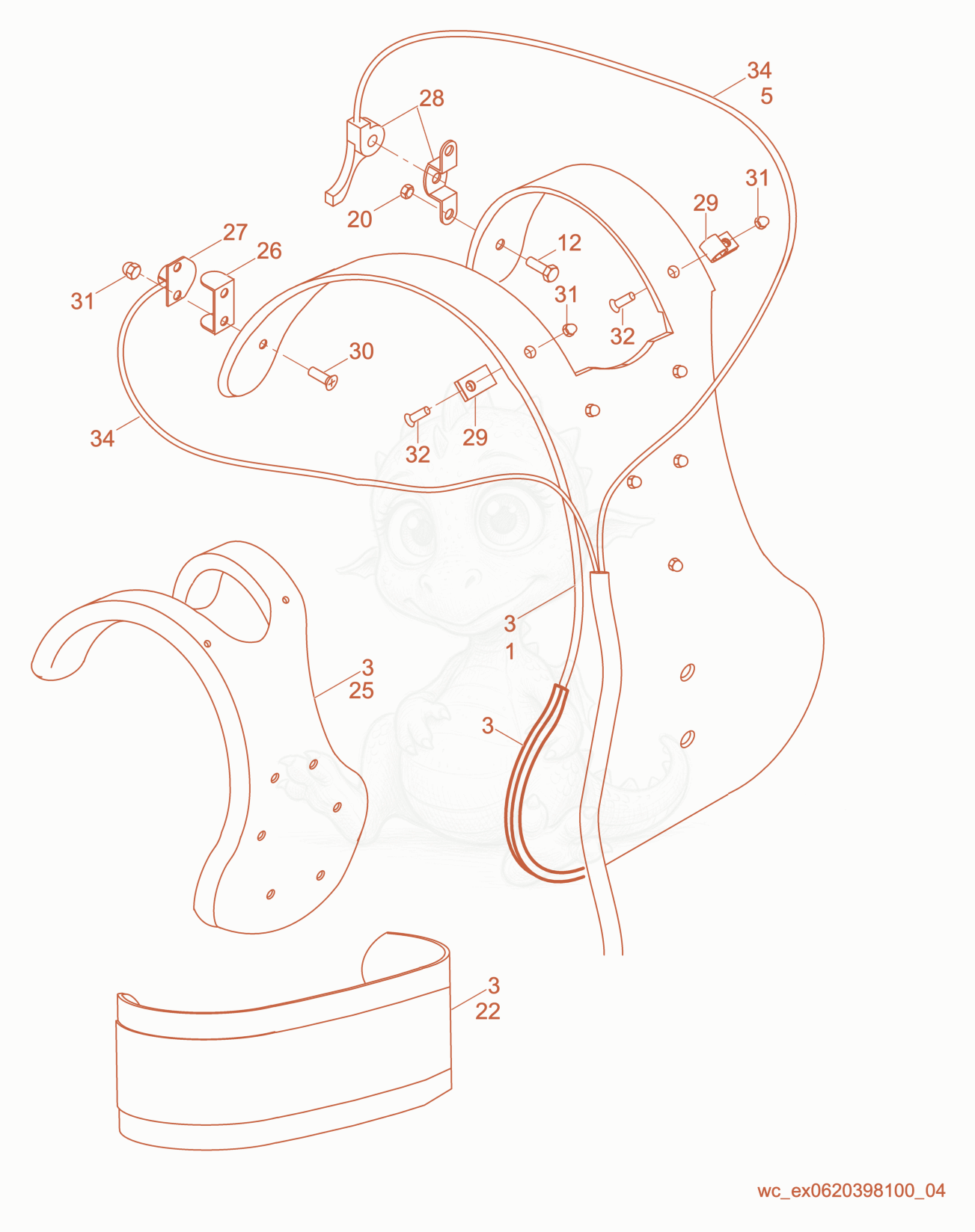 Exploded parts diagram of the Harness cpl. of a Wacker Neuson BV35A-PEU, with numbered balloons