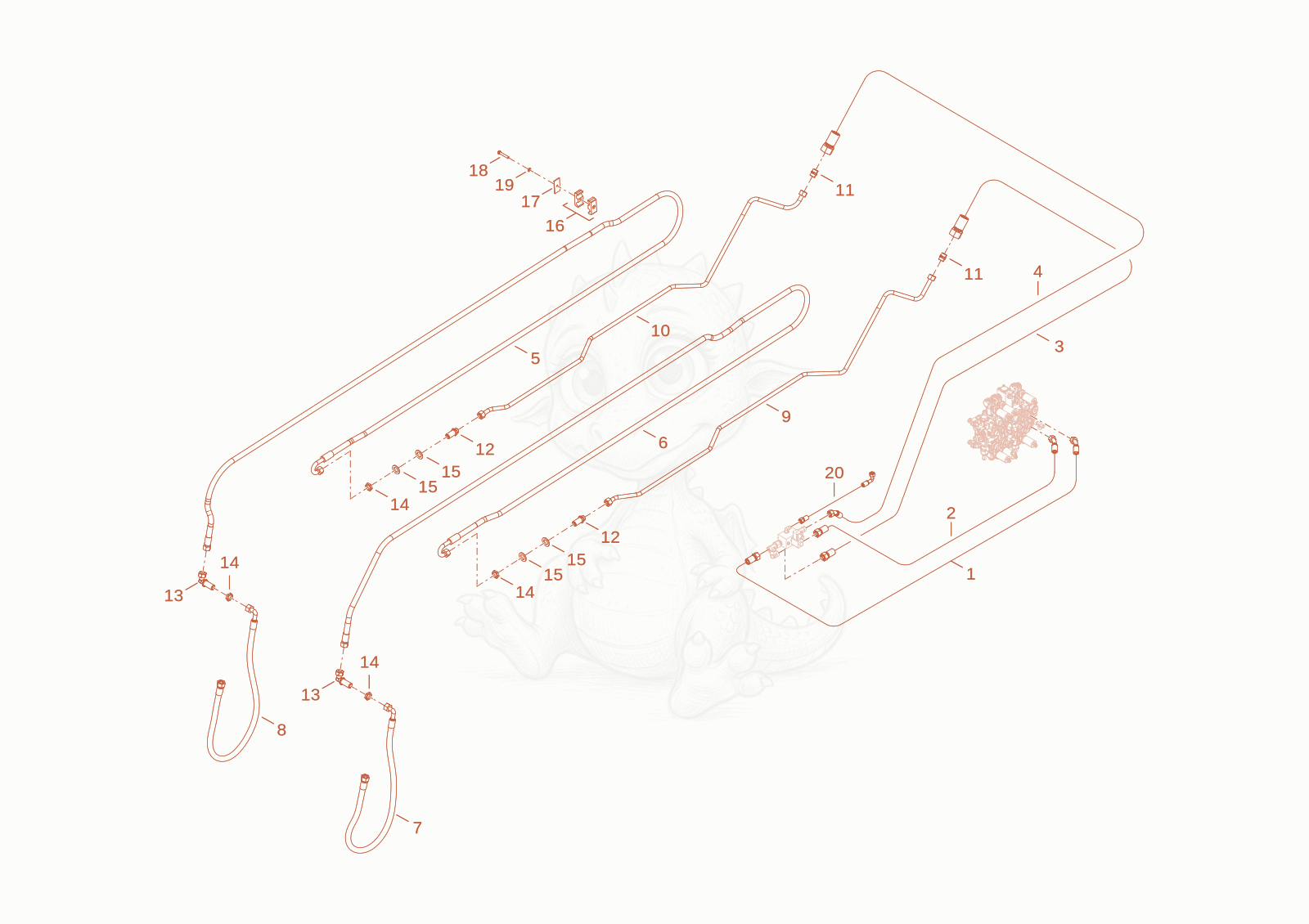Exploded parts diagram of the electrical control circuit of a Wacker Neuson TH522(TL48-00), with numbered balloons