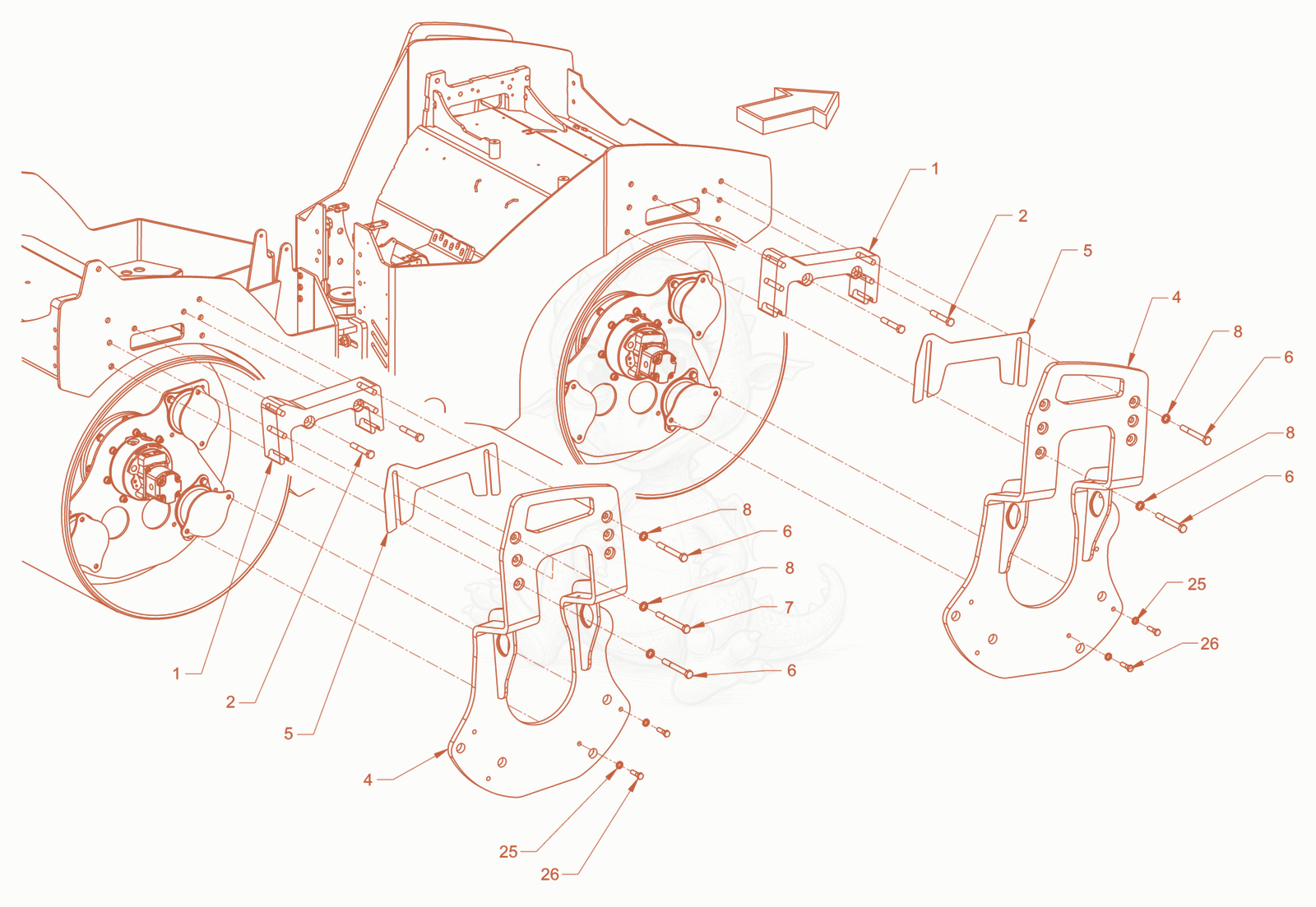 Exploded parts diagram of the suspension of a Wacker Neuson RD40-130O.3, with numbered balloons