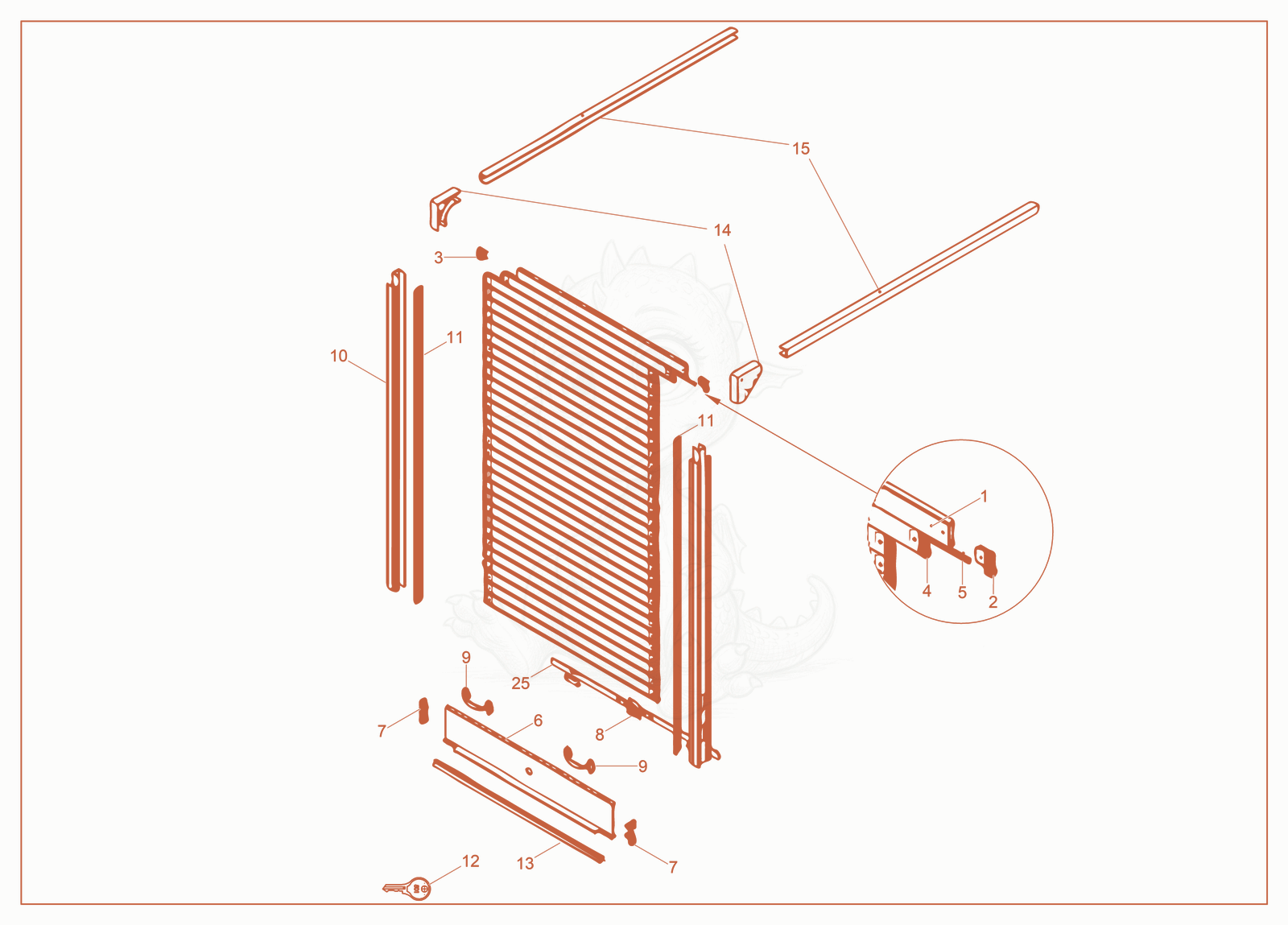 Exploded parts diagram of the Side door cpl. of a Wacker Neuson E3000, with numbered balloons