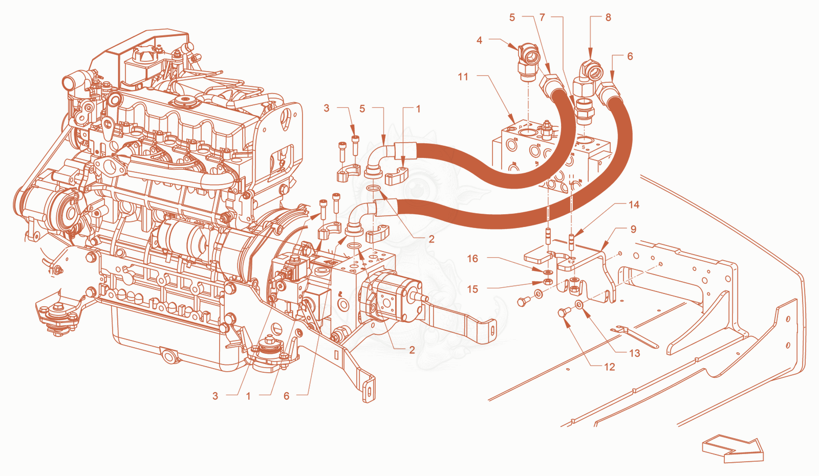 Exploded parts diagram of the advance drive of a Wacker Neuson RD45-140CUS, with numbered balloons