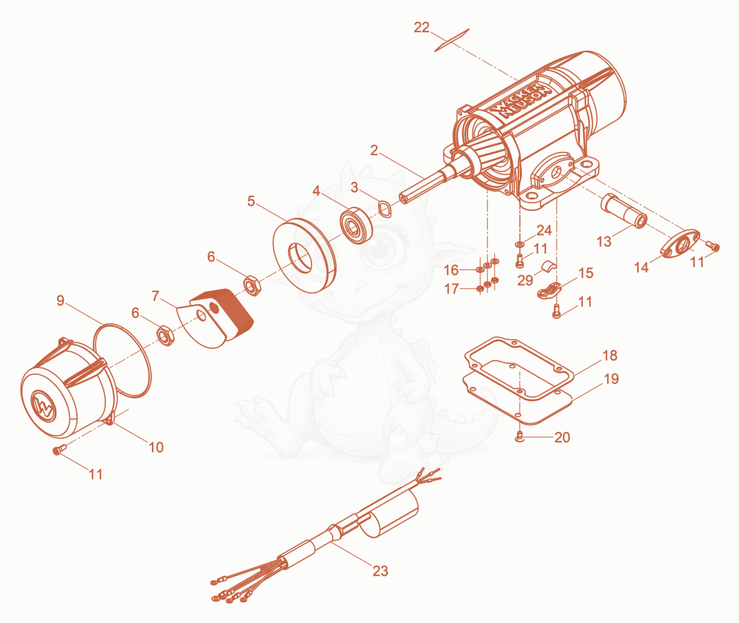 Exploded parts diagram of the External Vibrator cpl. of a Wacker Neuson AR26/3/230W, with numbered balloons